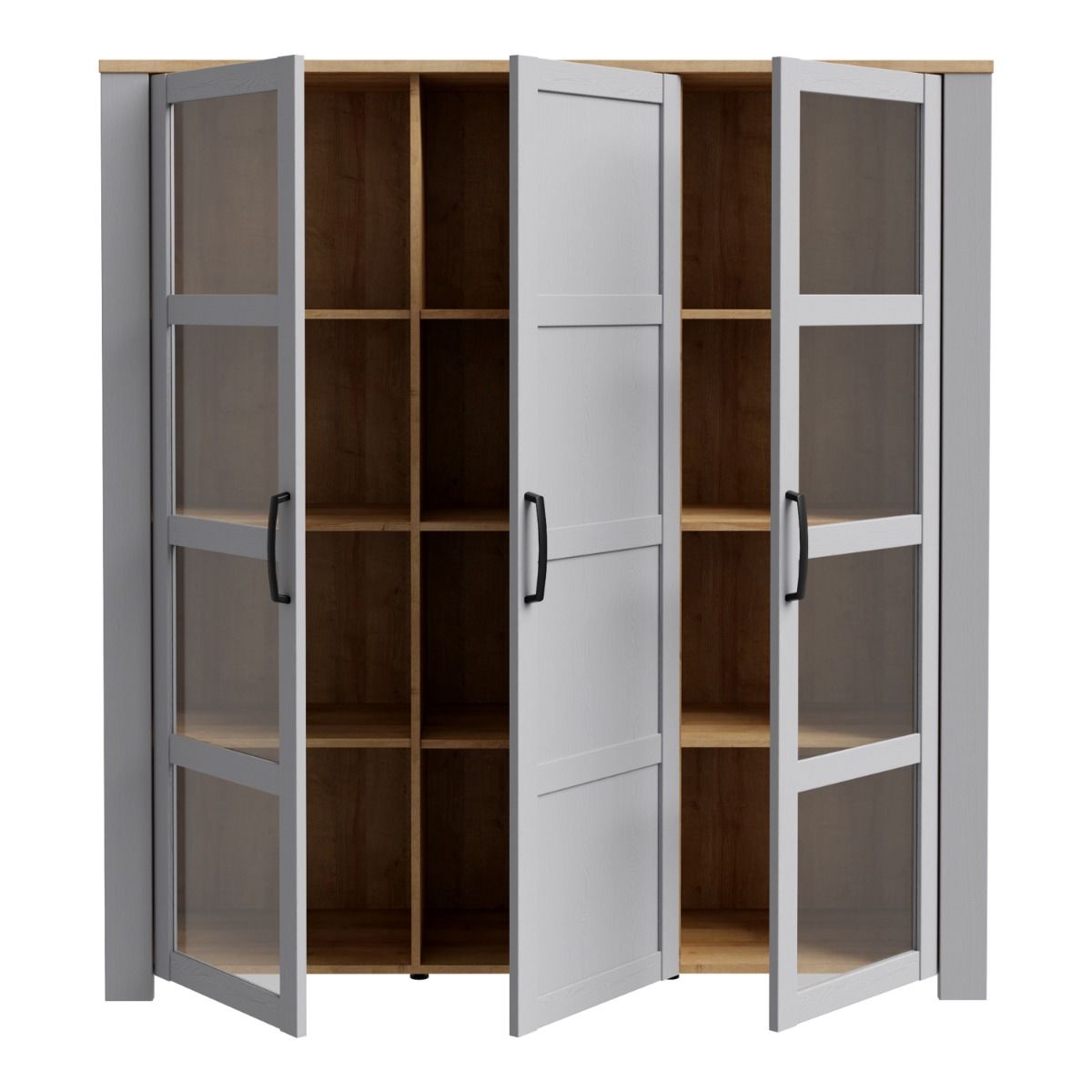 Bohol Large Display Cabinet in Riviera Oak/Grey Oak with Optional LED Lighting