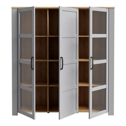 Bohol Large Display Cabinet in Riviera Oak/Grey Oak with Optional LED Lighting