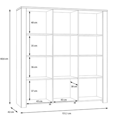 Bohol Large Display Cabinet in Riviera Oak/Grey Oak with Optional LED Lighting