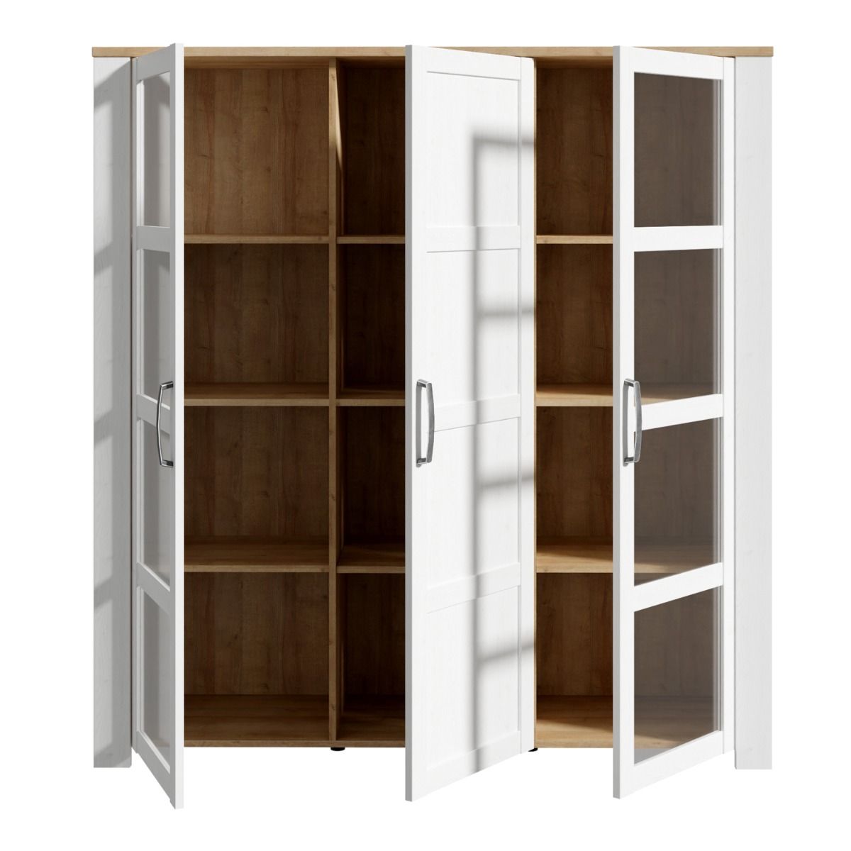 Bohol Large Display Cabinet in Riviera Oak/White with Optional LED Lighting