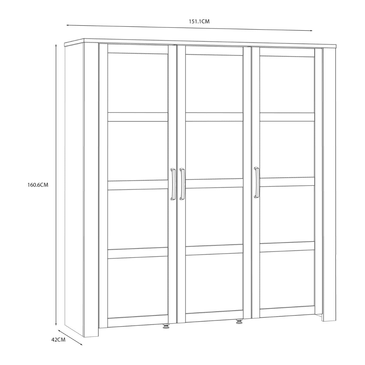 Bohol Large Display Cabinet in Riviera Oak/White with Optional LED Lighting