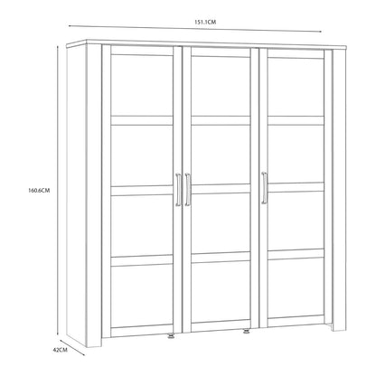 Bohol Large Display Cabinet in Riviera Oak/White with Optional LED Lighting