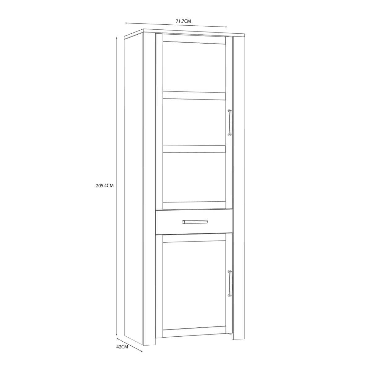 Bohol Narrow Display Cabinet in Riviera Oak/Navy Optional LED Lighting