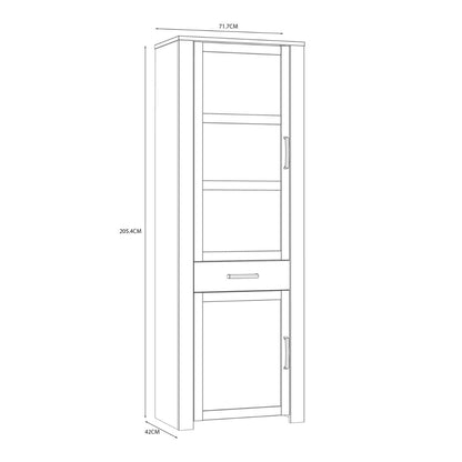 Bohol Narrow Display Cabinet in Riviera Oak/Navy Optional LED Lighting