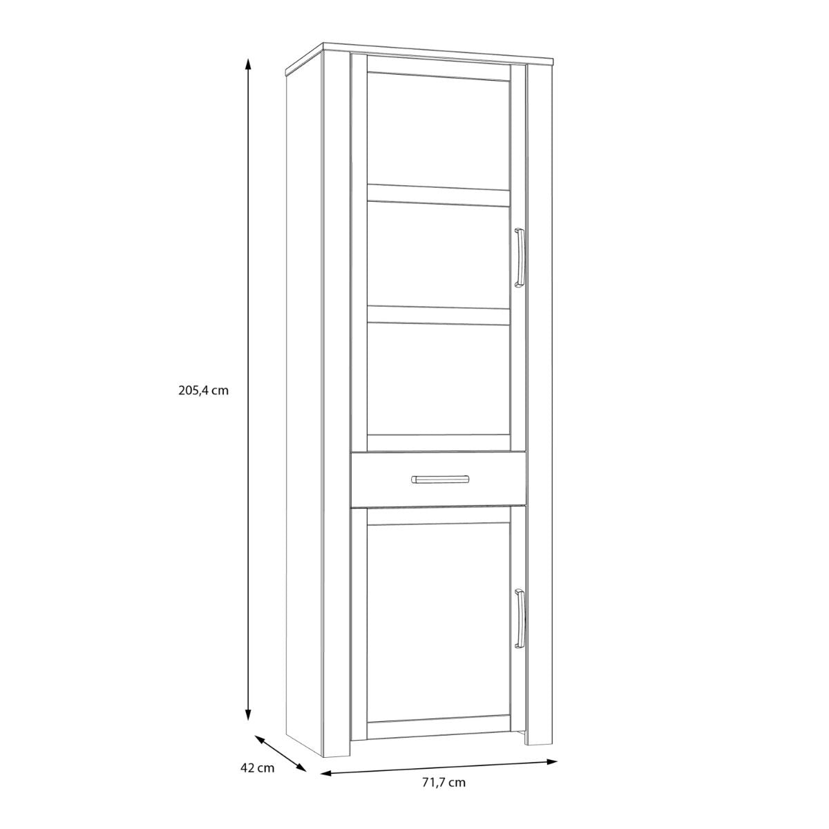 Bohol Narrow Display Cabinet in Riviera Oak/Grey Oak Optional LED Lighting