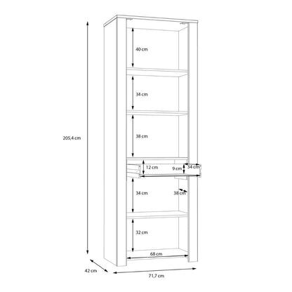 Bohol Narrow Display Cabinet in Riviera Oak/Grey Oak Optional LED Lighting