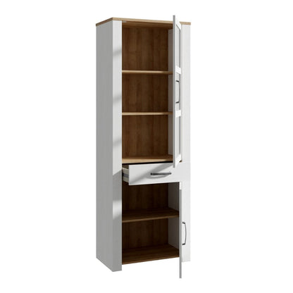 Bohol Narrow Display Cabinet in Riviera Oak/White Optional LED Lighting