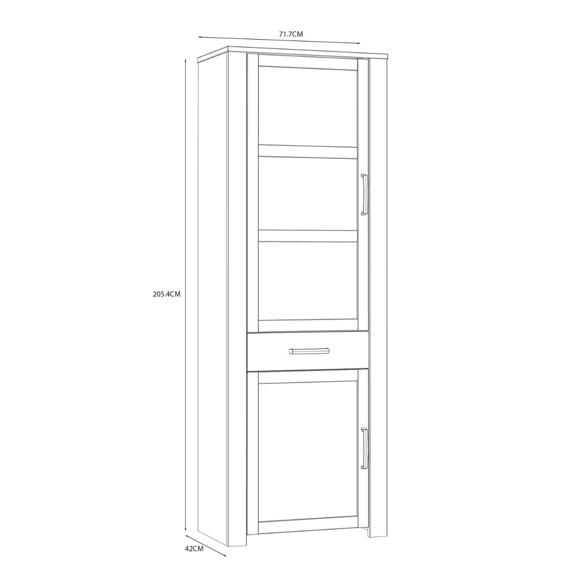 Bohol Narrow Display Cabinet in Riviera Oak/White Optional LED Lighting