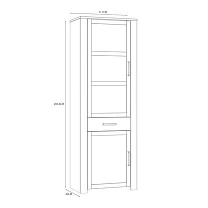 Bohol Narrow Display Cabinet in Riviera Oak/White Optional LED Lighting