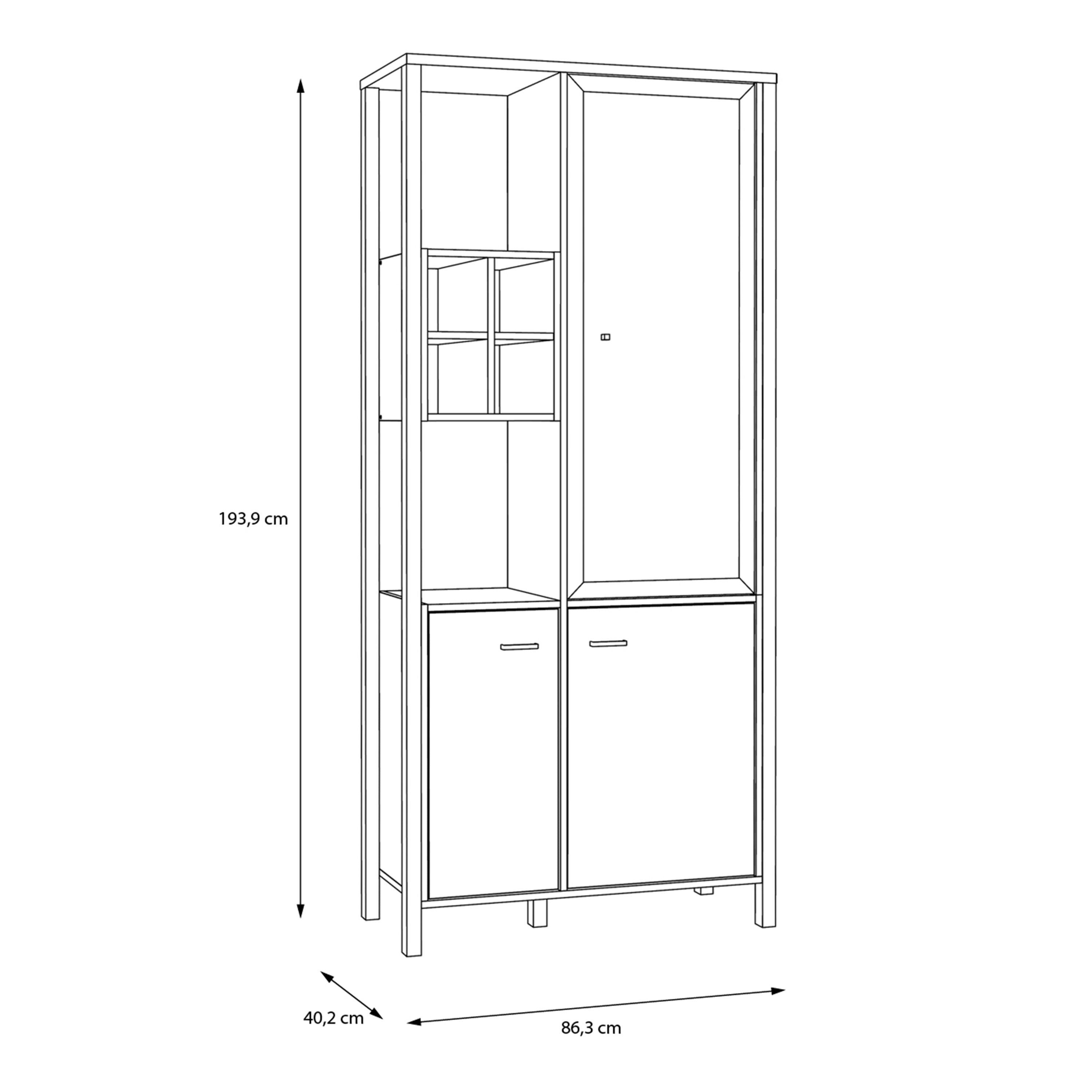 High Rock Display Cabinet in Matt Black/Riviera Oak