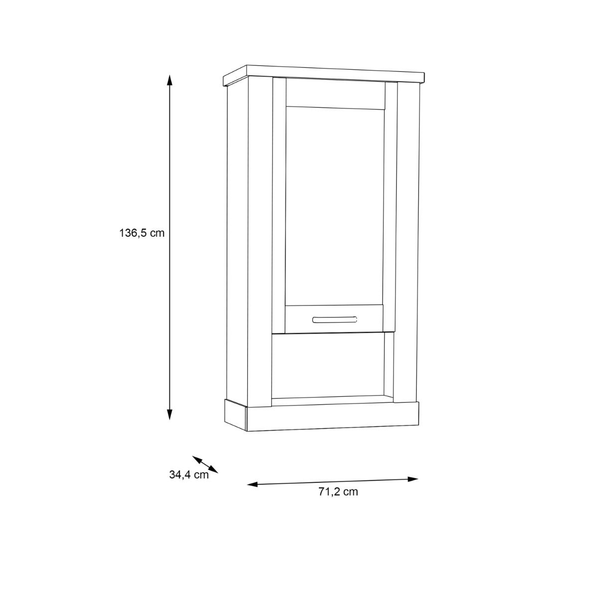 Corona Wall Display cabinet in Artisan Oak