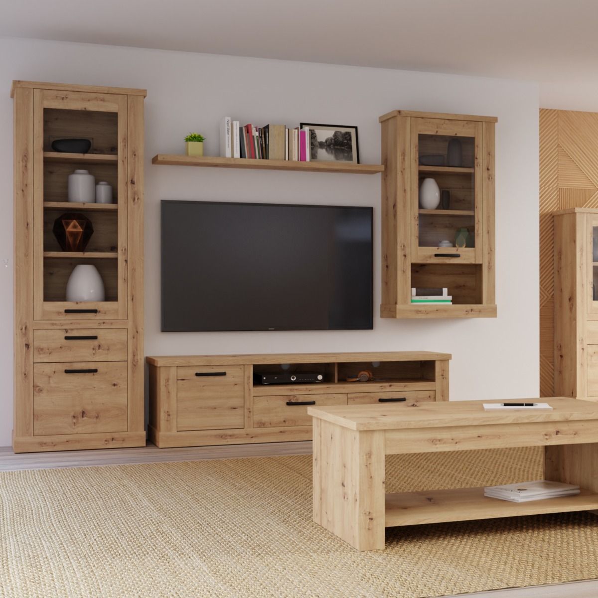 Corona Narrow Display Cabinet in Artisan Oak