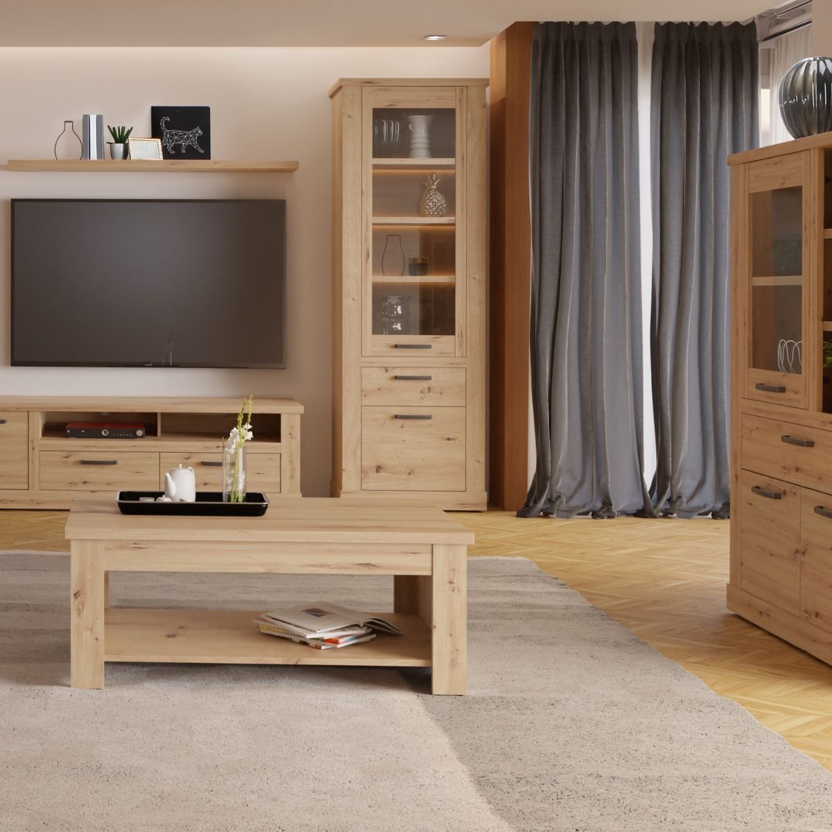 Corona Narrow Display Cabinet in Artisan Oak