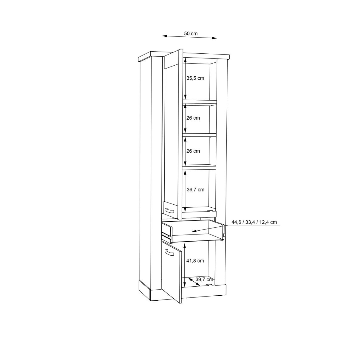 Corona Narrow Display Cabinet in Artisan Oak