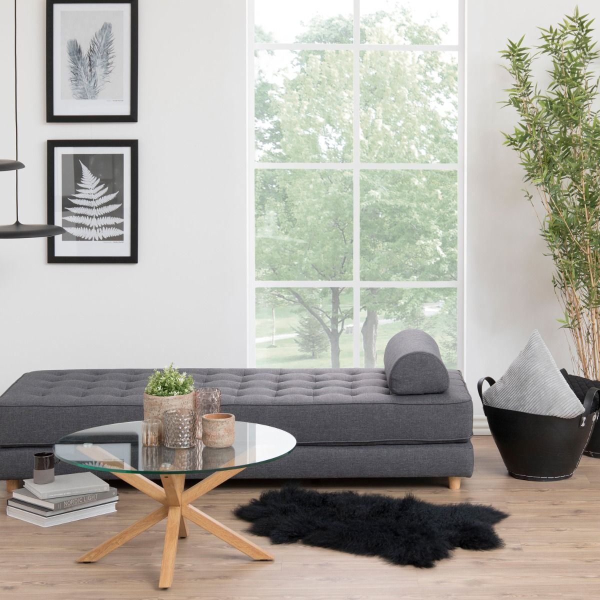 Heaven Round Coffee Table with Smoked Glass Top 82x40cm