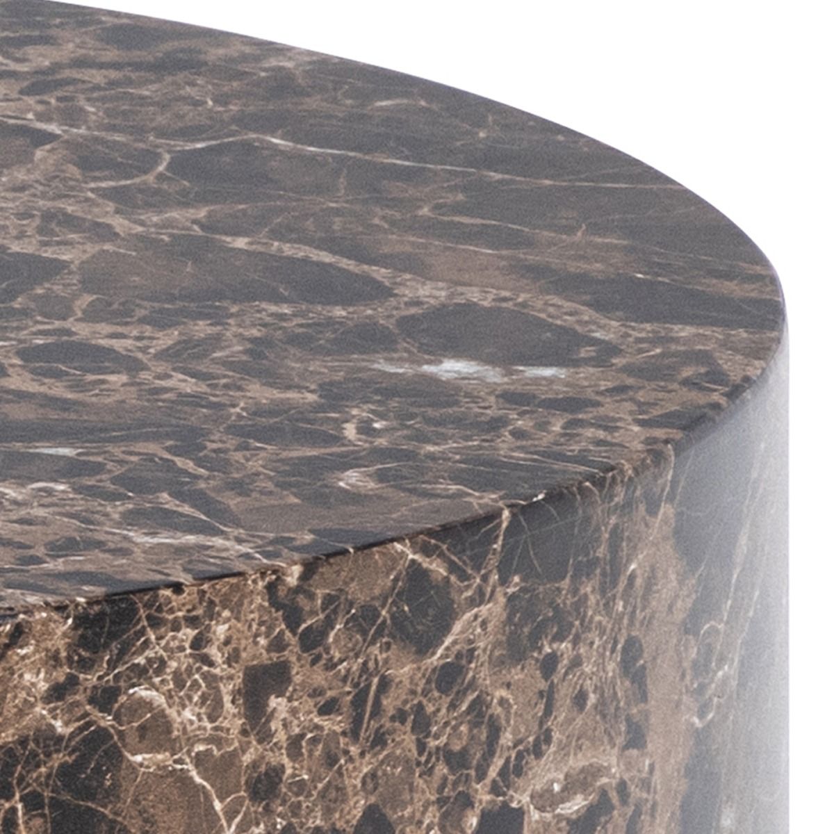Dice Round Coffee Table Set of 2 in Brown Marble Finish
