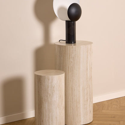 Dice Round Pedestal Set in Travertine Finish Set of 2
