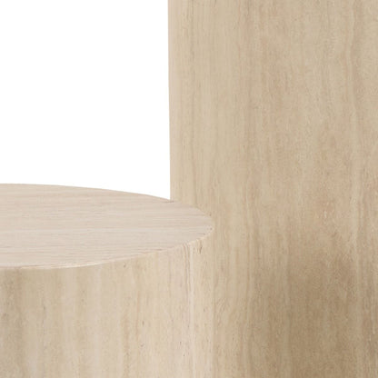 Dice Round Pedestal Set in Travertine Finish Set of 2
