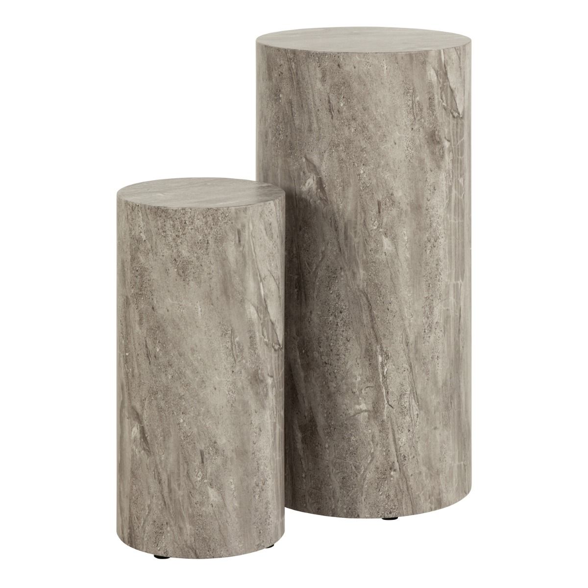 Dice Round Pedestal Set in Grey Marble Finish