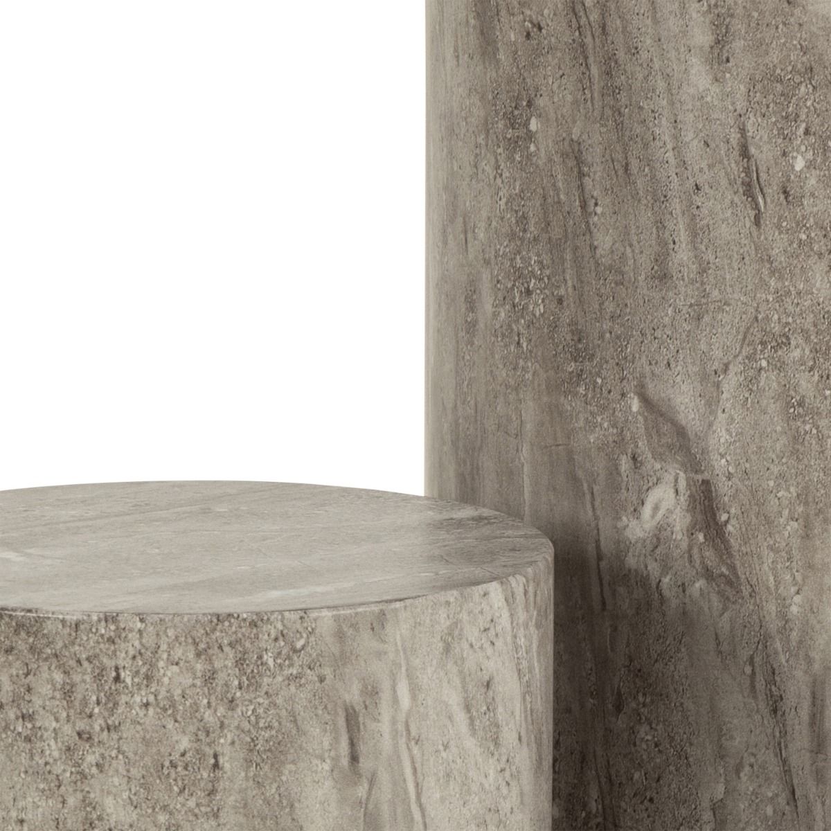 Dice Round Pedestal Set in Grey Marble Finish