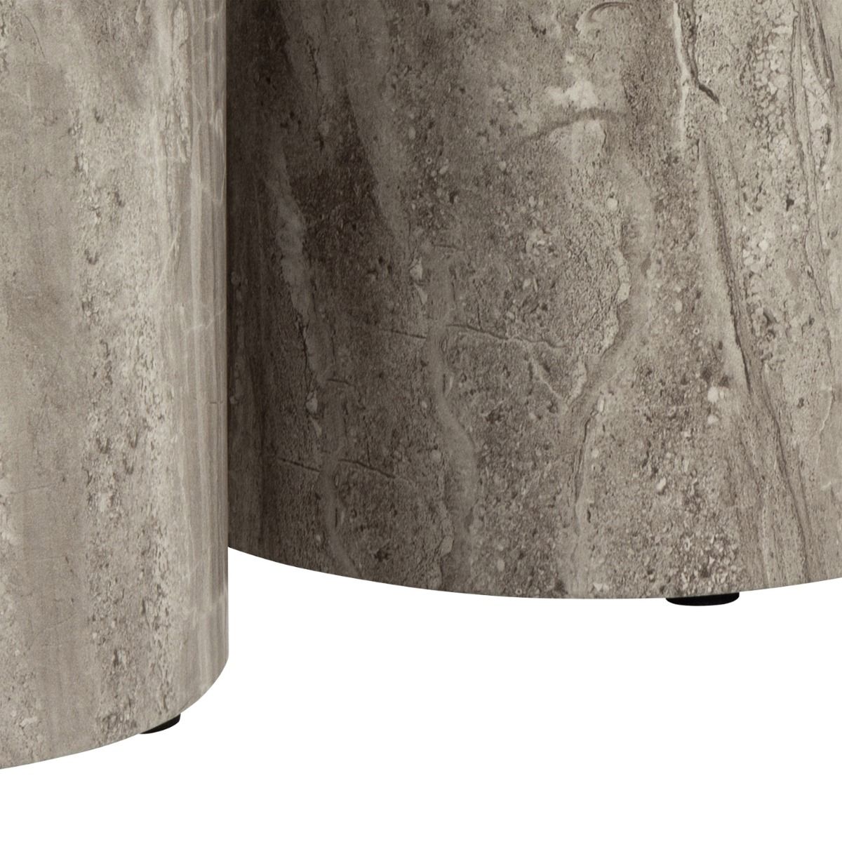 Dice Round Pedestal Set in Grey Marble Finish