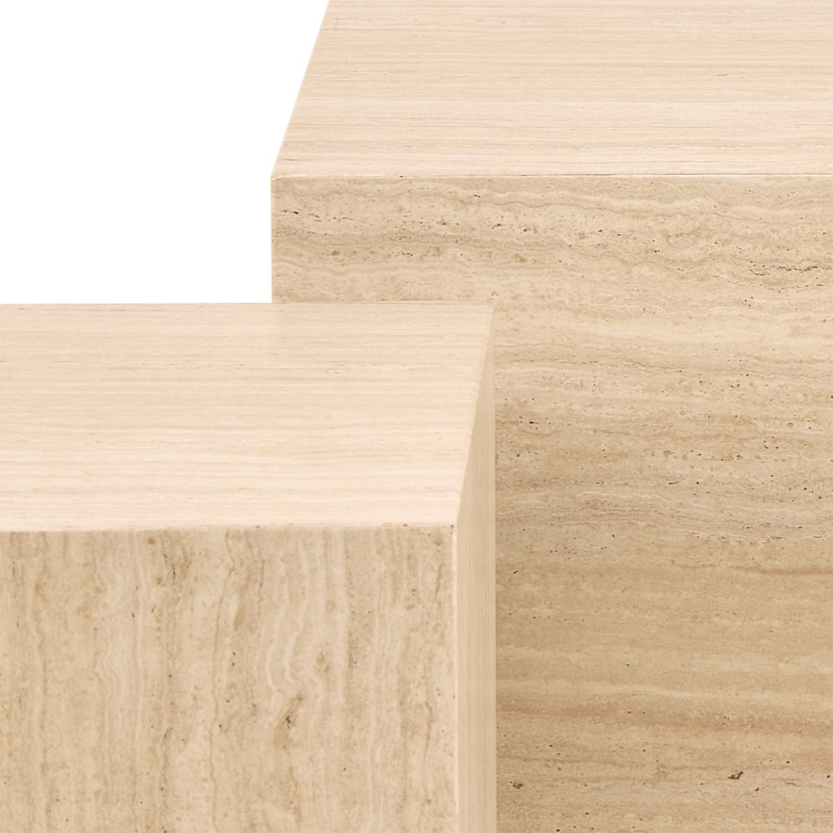 Dice Rectangular Coffee Table Set Travertine Finish Set of 2