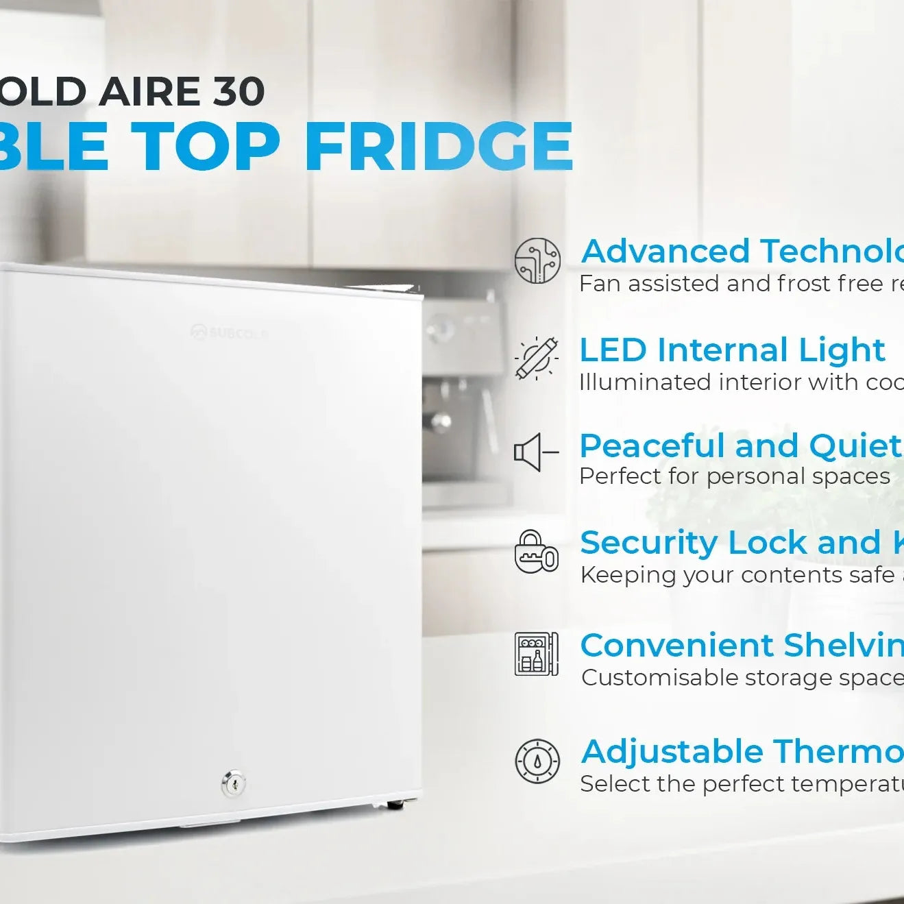 Subcold Aire30 LED Mini Fridge - White