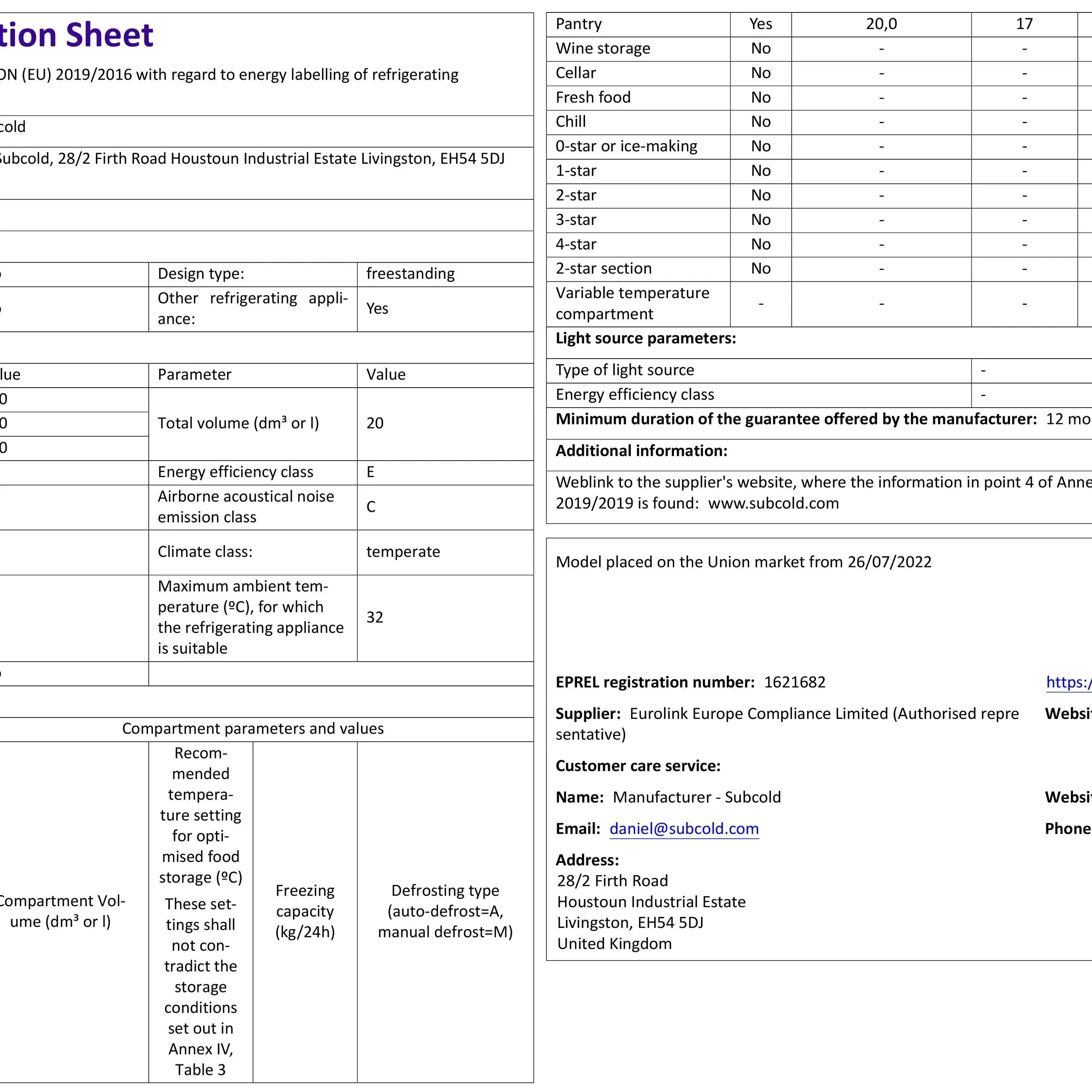 Subcold Aire20 LED Mini Fridge - White