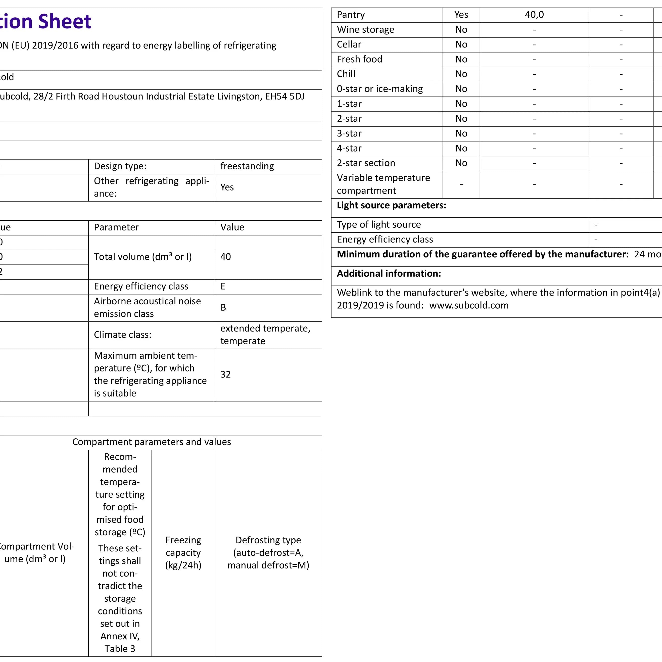 Subcold Aire40 LED Mini Fridge - Black