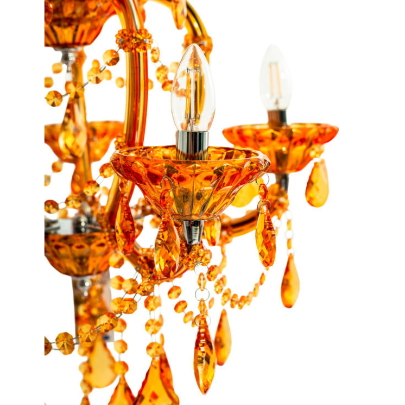 Amber 5 Branch Murano Chandelier