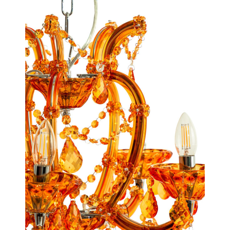 Amber 5 Branch Murano Chandelier