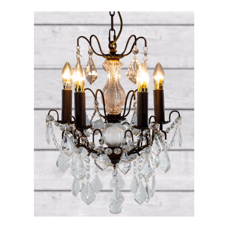 Antique Bronze 5 Branch French Chandelier