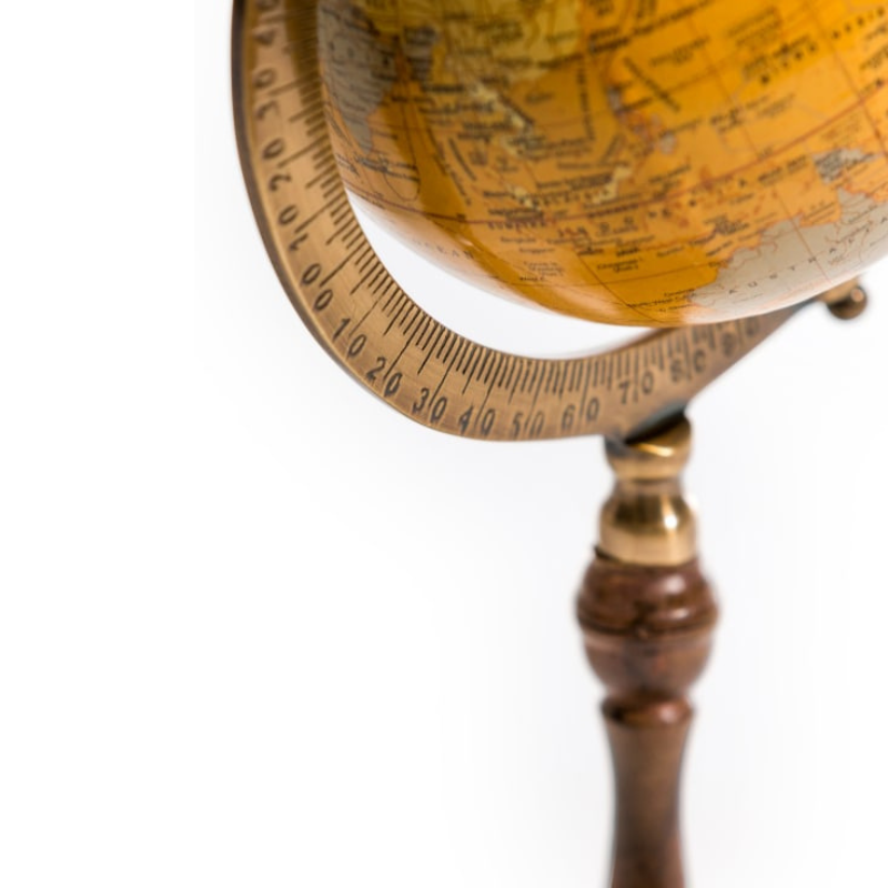 Antique Brown Globe on Wooden Stand