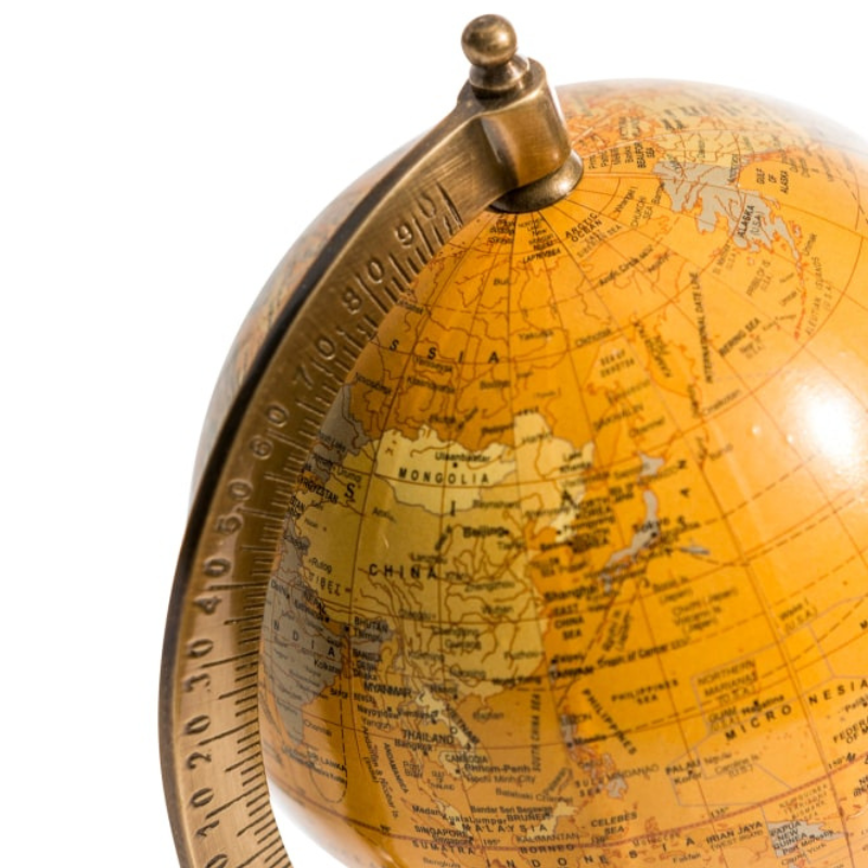 Antique Brown Globe on Wooden Stand