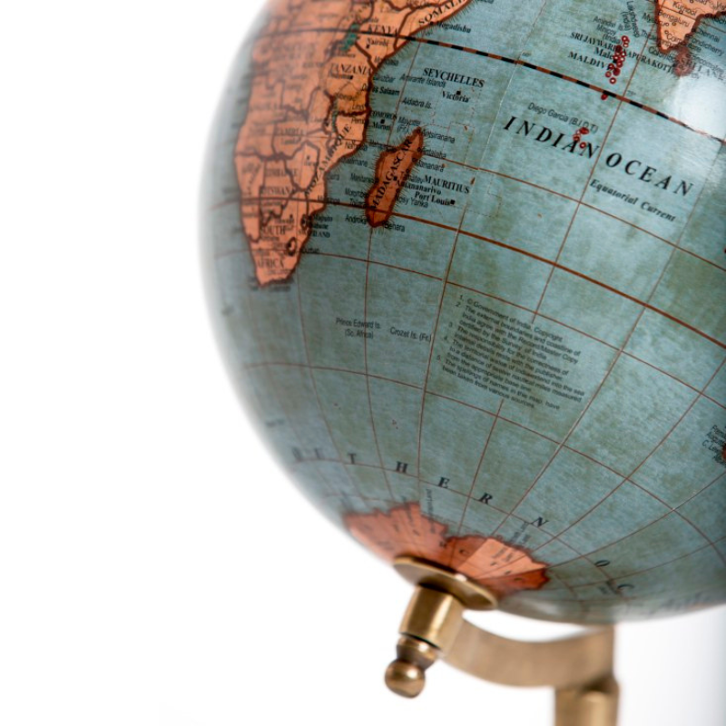 Antique Globe on Wooden Stand