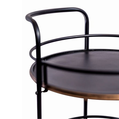 Antiqued Black & Gold 3-Tier Drinks Trolley