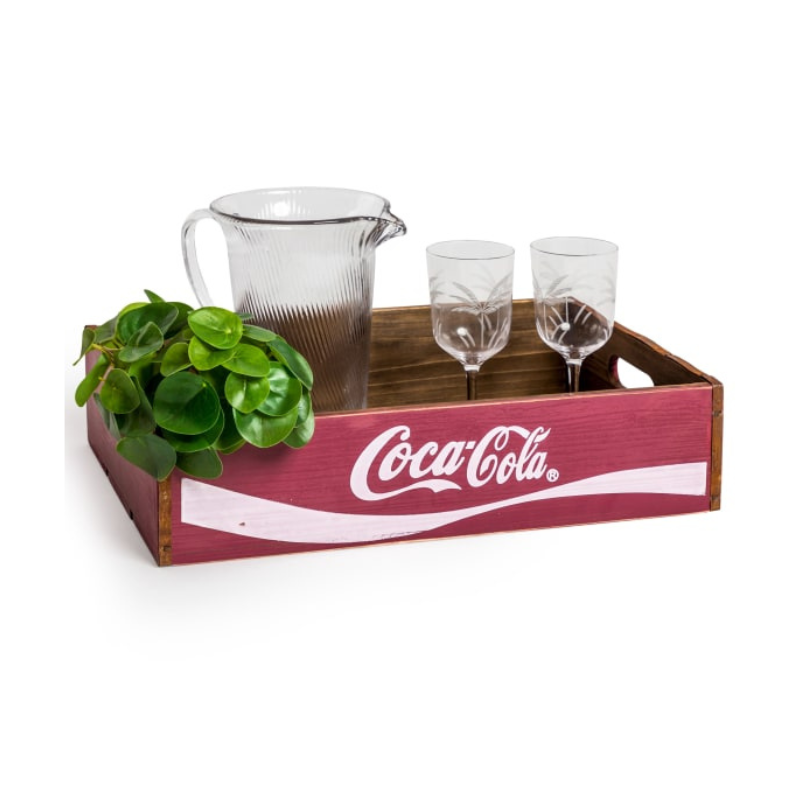 Antiqued Red Cola Wooden Tray