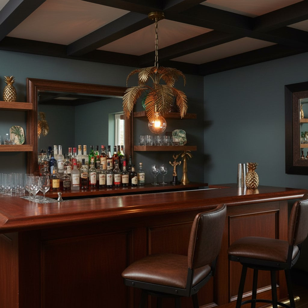 Antiqued Gold Fern Leaf Chandelier Pendant