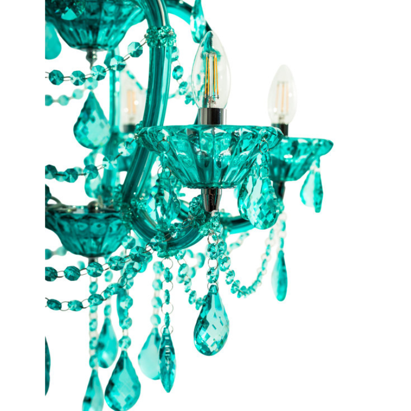 Aqua Blue 5 Branch Murano Chandelier
