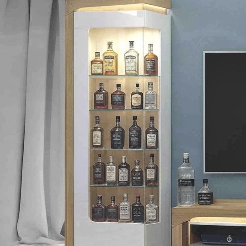 Aurora Illuminated Corner Bar Cabinet (Left)