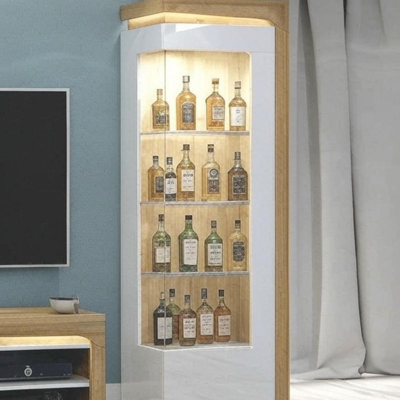 Aurora Illuminated Corner Bar Cabinet (Right)