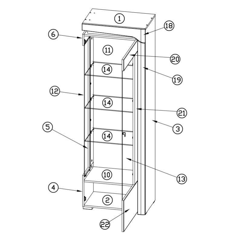 Aurora Illuminated Corner Bar Cabinet (Right)