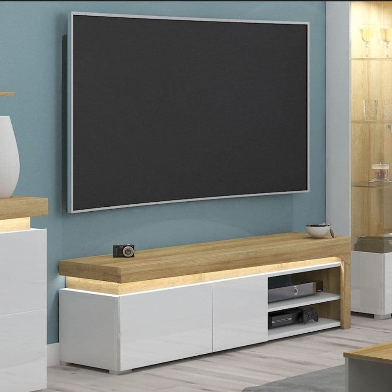 Aurora Oak & White Gloss TV Cabinet