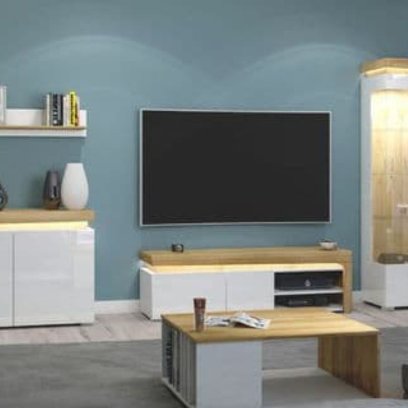 Aurora Oak & White Gloss TV Cabinet