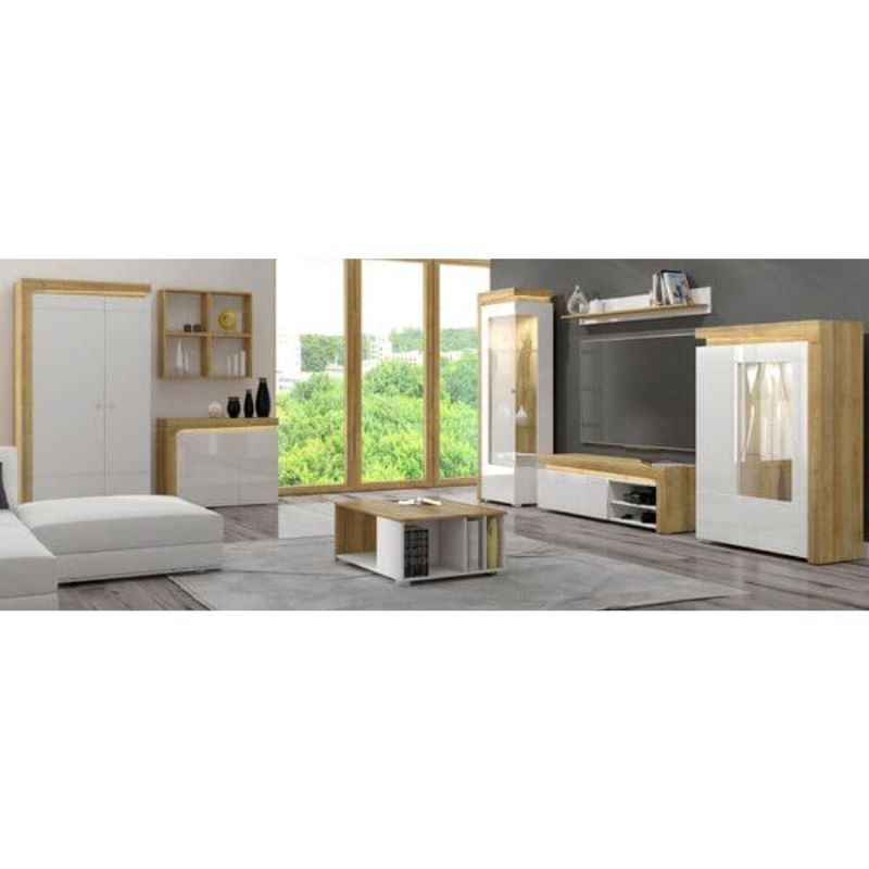 Aurora Oak & White Gloss TV Cabinet