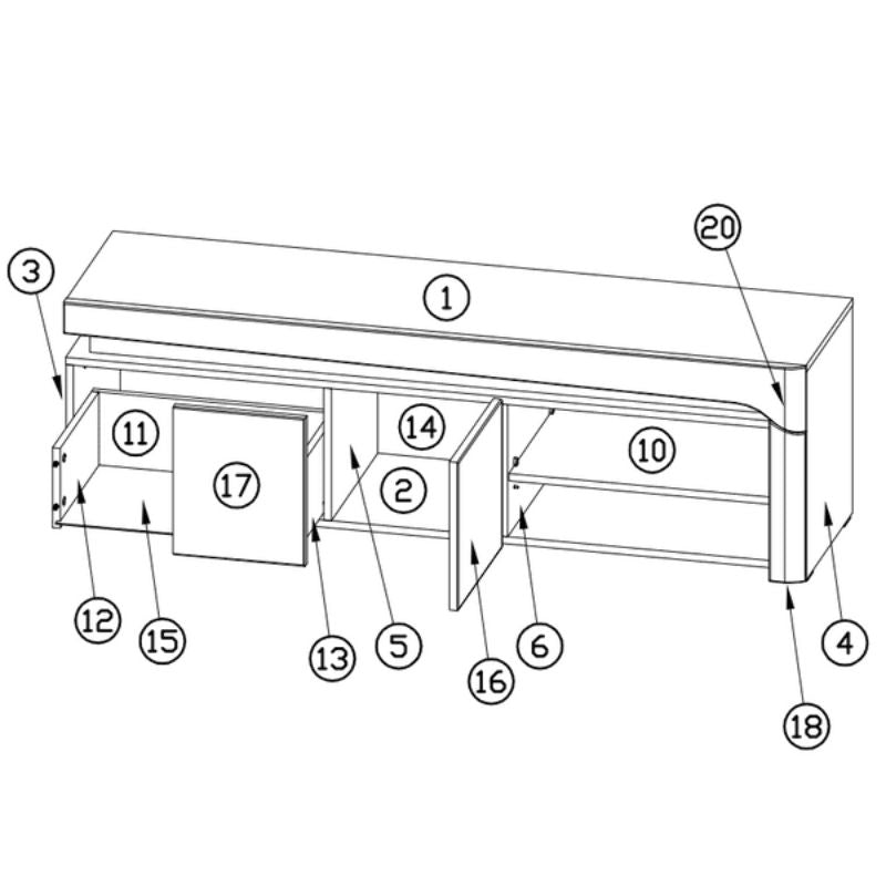 Aurora Oak & White Gloss TV Cabinet