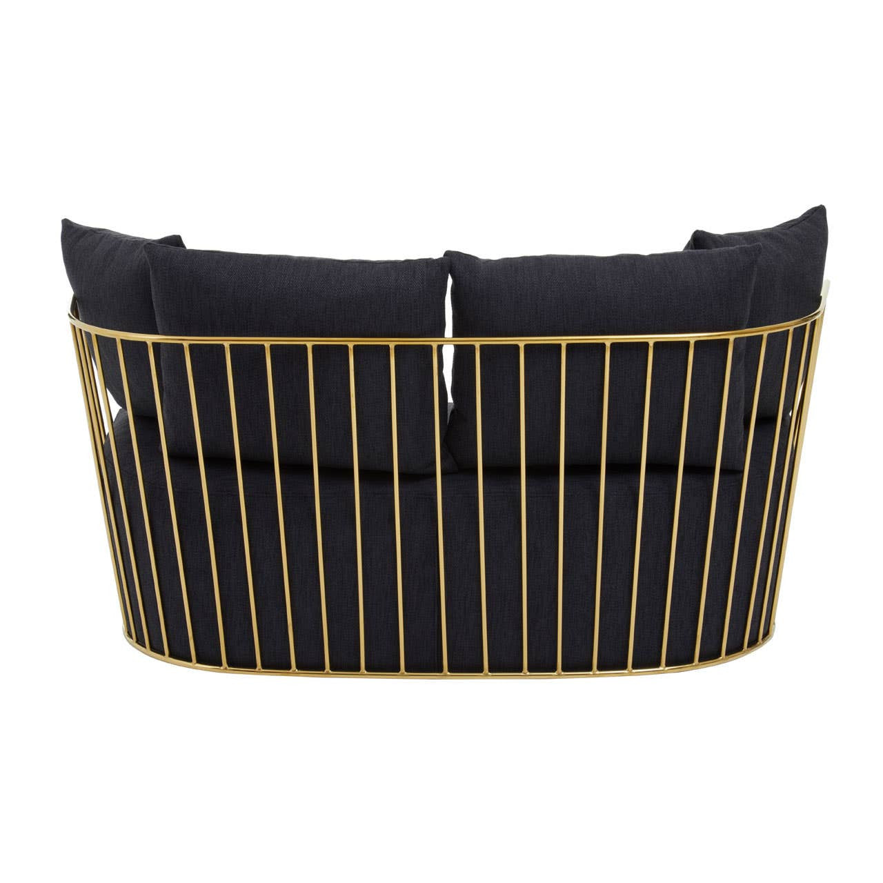 Azalea Two-Seat Sofa – Black Fabric & Gold Steel