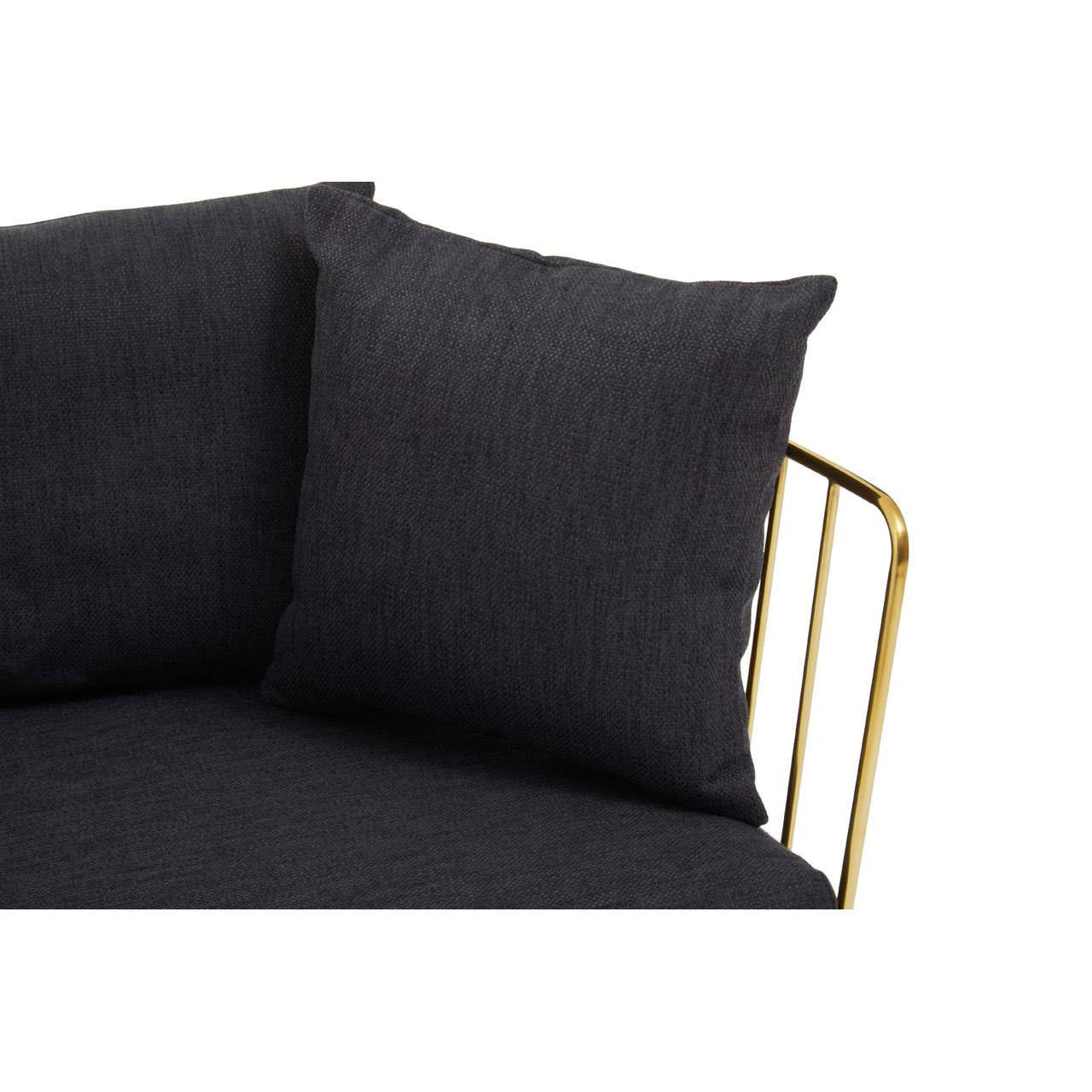Azalea Two-Seat Sofa – Black Fabric & Gold Steel