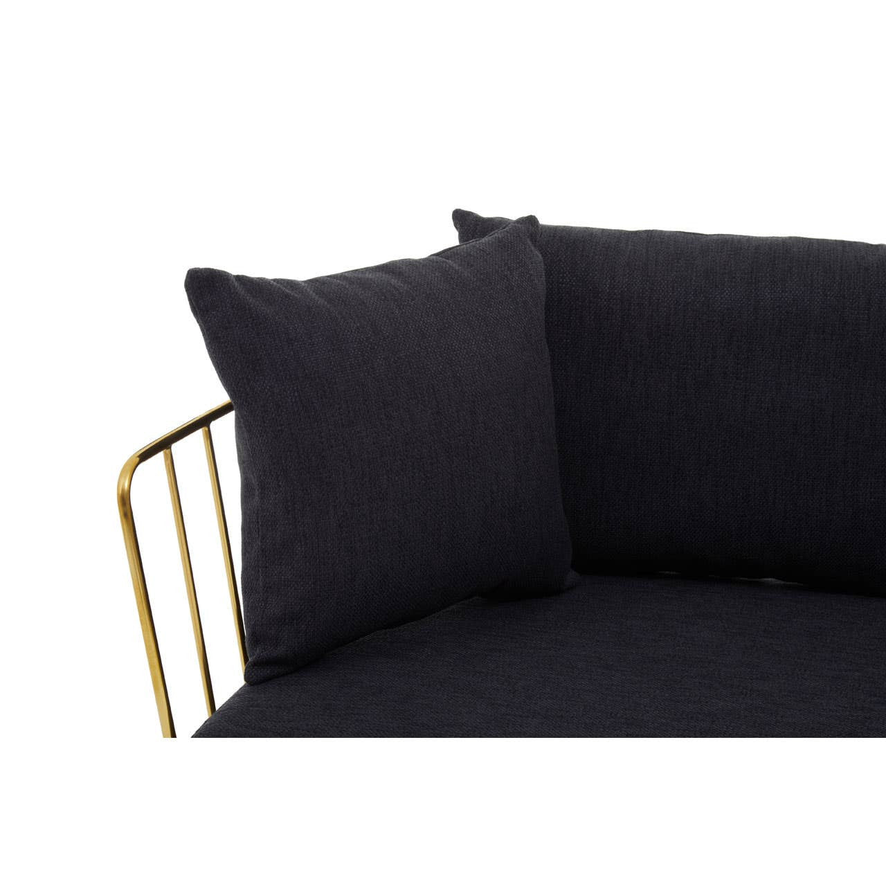 Azalea Two-Seat Sofa – Black Fabric & Gold Steel