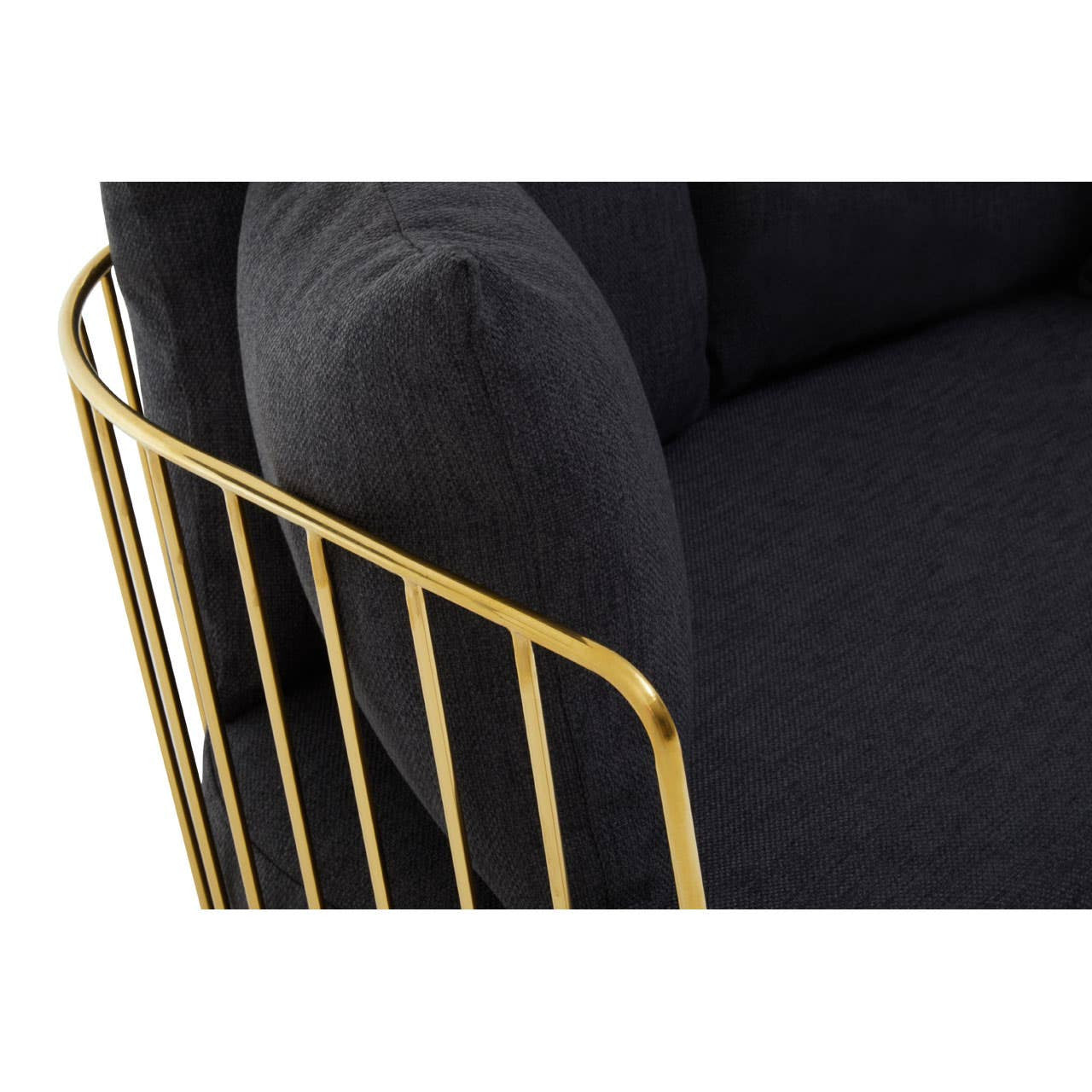 Azalea Two-Seat Sofa – Black Fabric & Gold Steel